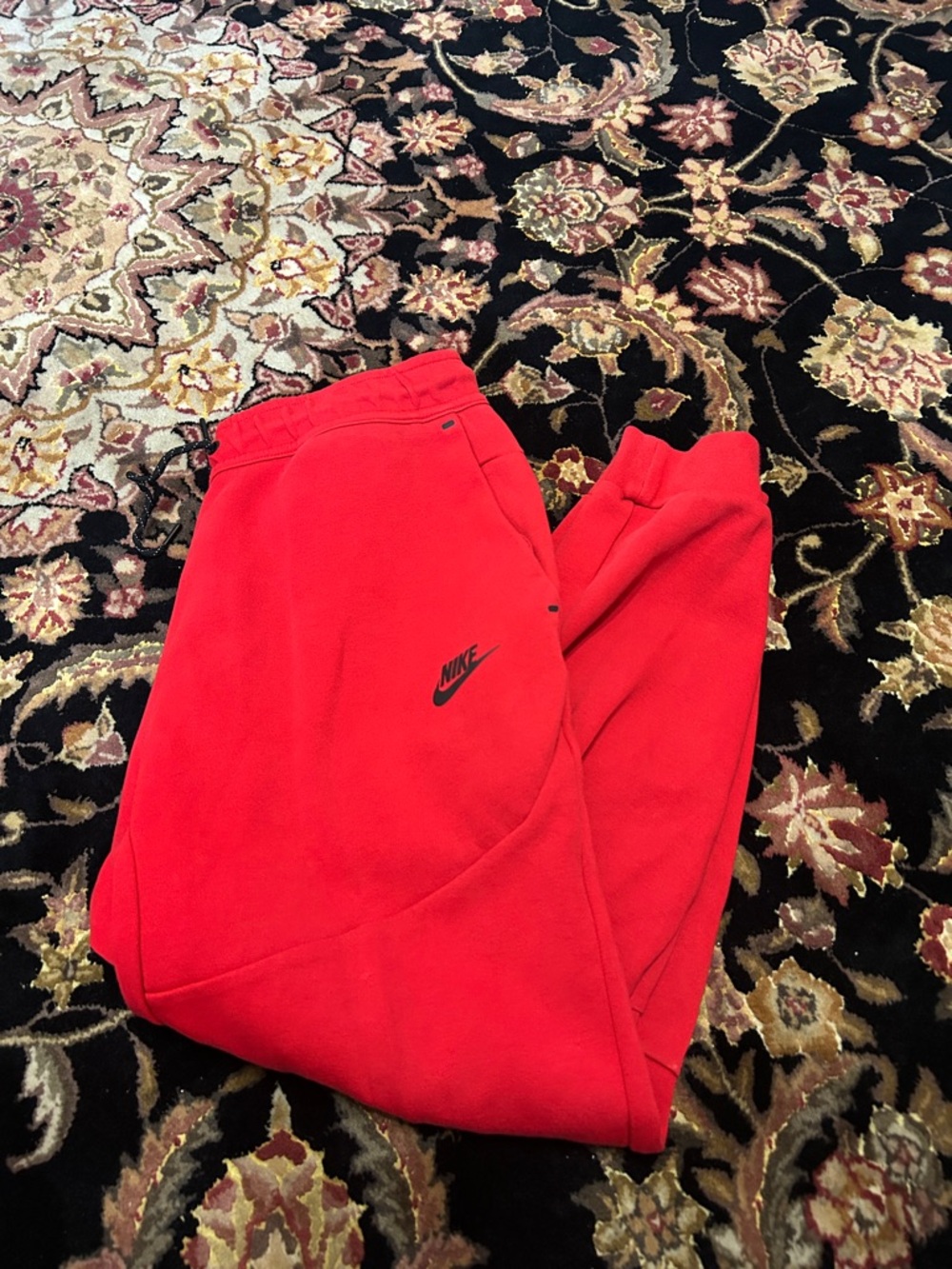 Nike Red Fleece Jogger Sweatpants with Black Swoosh